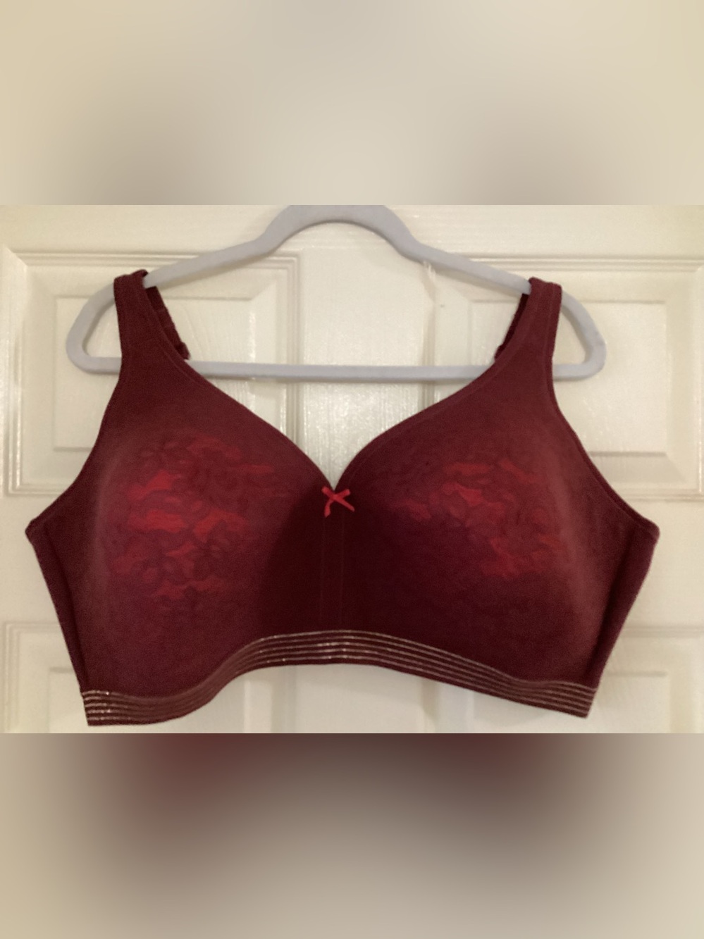 Cacique Full-Figure Wirefree Bra 44DDD Maroon